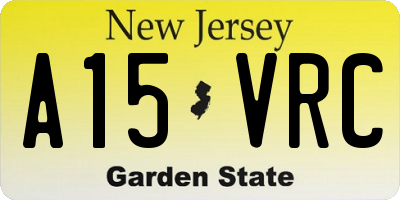NJ license plate A15VRC