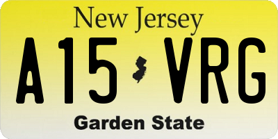 NJ license plate A15VRG