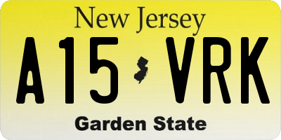 NJ license plate A15VRK