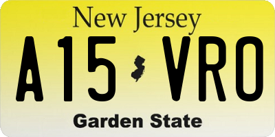 NJ license plate A15VRO