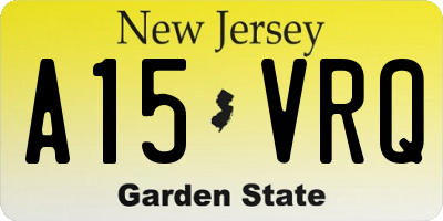 NJ license plate A15VRQ