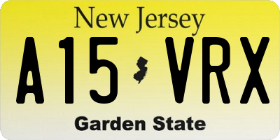 NJ license plate A15VRX