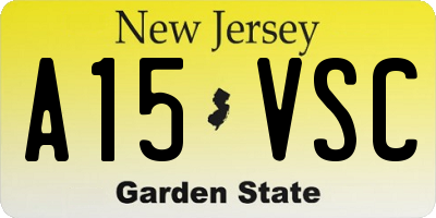 NJ license plate A15VSC