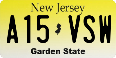 NJ license plate A15VSW