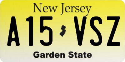 NJ license plate A15VSZ