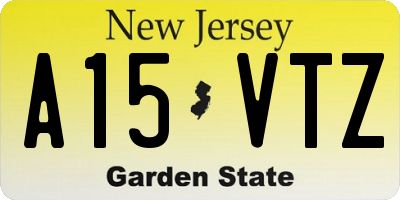 NJ license plate A15VTZ