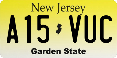 NJ license plate A15VUC
