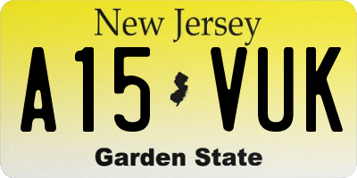 NJ license plate A15VUK