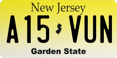 NJ license plate A15VUN
