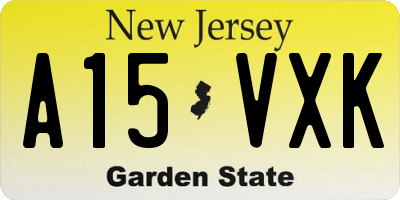 NJ license plate A15VXK