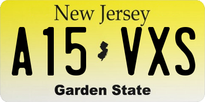 NJ license plate A15VXS