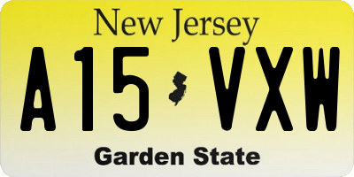 NJ license plate A15VXW