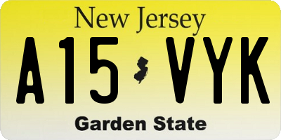 NJ license plate A15VYK
