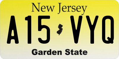 NJ license plate A15VYQ