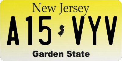 NJ license plate A15VYV