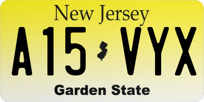 NJ license plate A15VYX