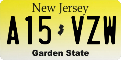 NJ license plate A15VZW