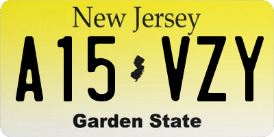 NJ license plate A15VZY