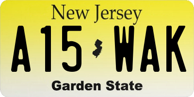NJ license plate A15WAK