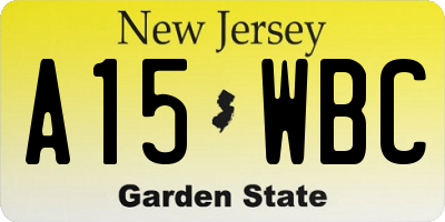 NJ license plate A15WBC