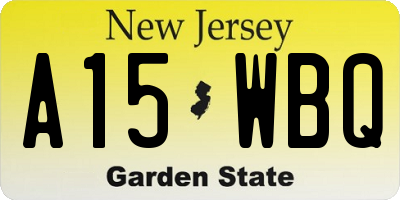 NJ license plate A15WBQ