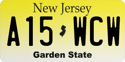 NJ license plate A15WCW