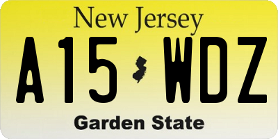 NJ license plate A15WDZ