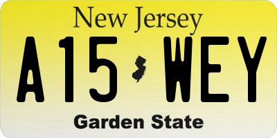 NJ license plate A15WEY
