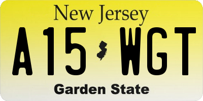 NJ license plate A15WGT