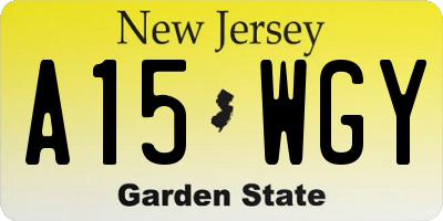 NJ license plate A15WGY