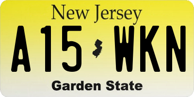 NJ license plate A15WKN