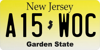NJ license plate A15WOC