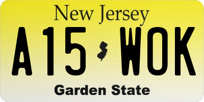 NJ license plate A15WOK
