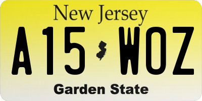 NJ license plate A15WOZ