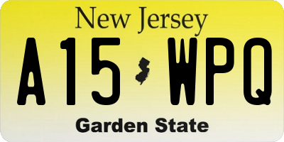 NJ license plate A15WPQ