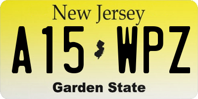 NJ license plate A15WPZ