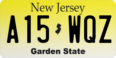 NJ license plate A15WQZ