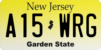 NJ license plate A15WRG
