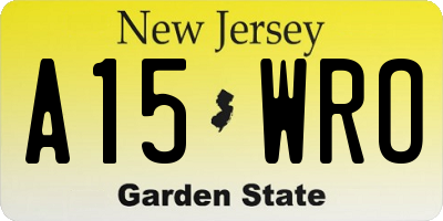 NJ license plate A15WRO