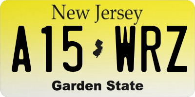 NJ license plate A15WRZ