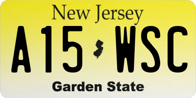 NJ license plate A15WSC