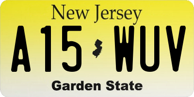 NJ license plate A15WUV