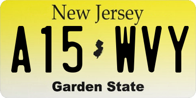 NJ license plate A15WVY