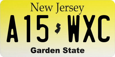 NJ license plate A15WXC