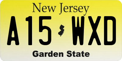 NJ license plate A15WXD