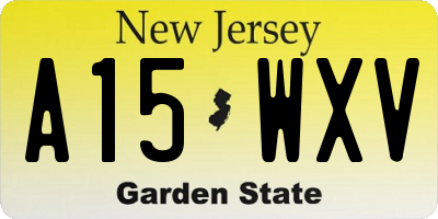 NJ license plate A15WXV
