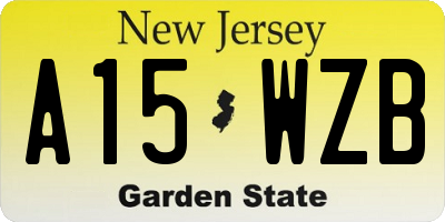 NJ license plate A15WZB
