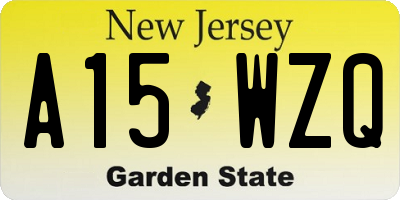 NJ license plate A15WZQ