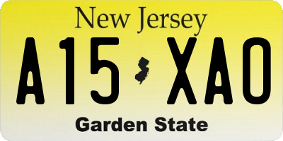 NJ license plate A15XAO