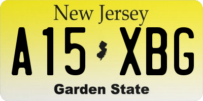 NJ license plate A15XBG